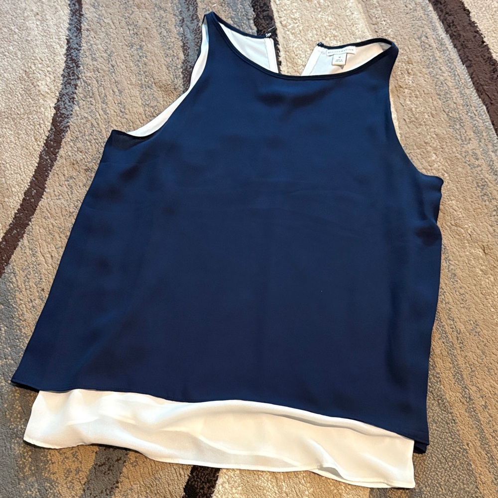 Mercer & Madison Navy and White Layered Tank Top